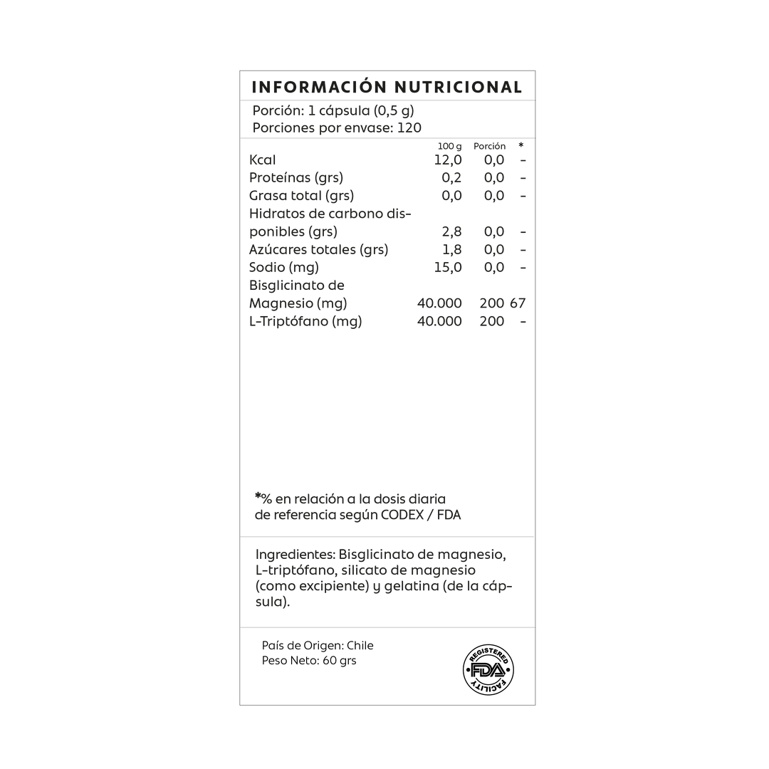 Bisglicinato de Magnesio + L- Triptofano
