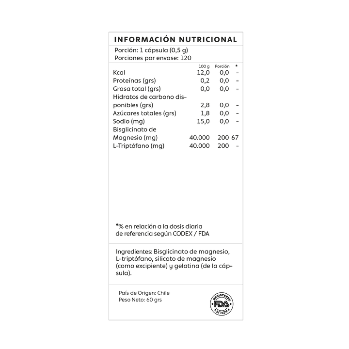 Bisglicinato de Magnesio + L- Triptofano