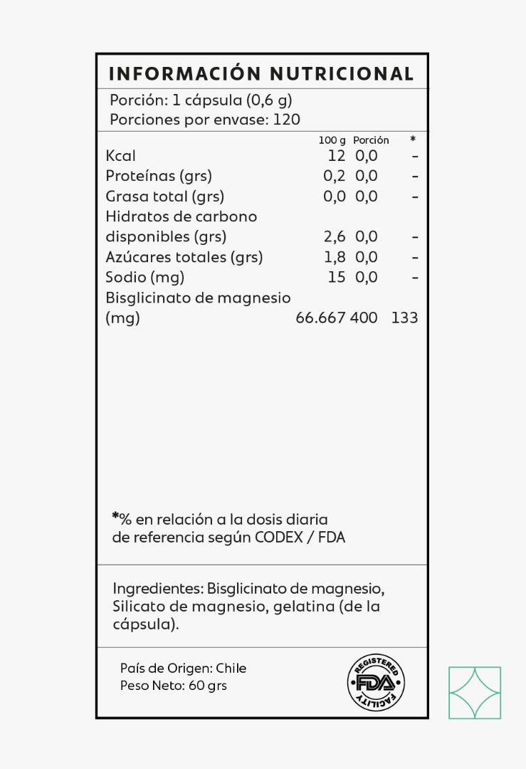 Bisglicinato de Magnesio 400 mg