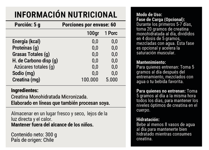 Creatina Monohidratada 300 grs