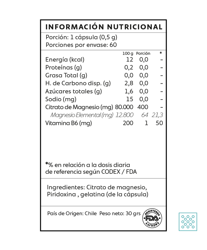 Citrato de Magnesio + Vitamina B6